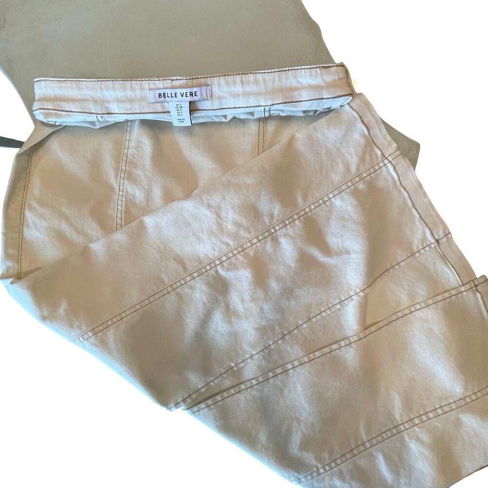 Belle Vere cream denim vest and pencil skirt set, Like New S - Picture 5 of 11